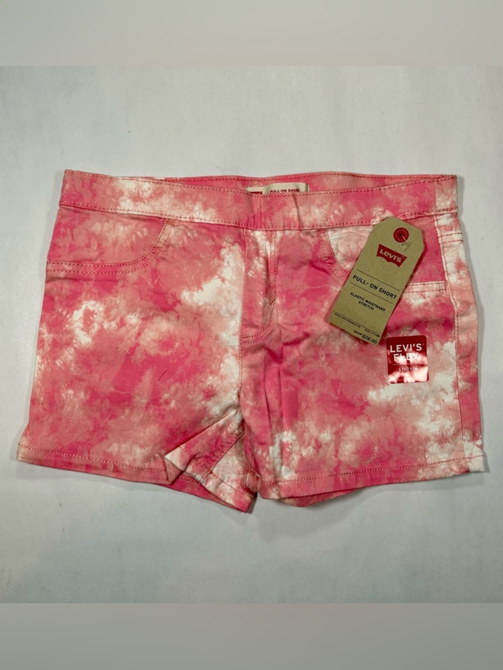 NWT LEVIS Pink & White Tye Dye Girls Pull On Shorts